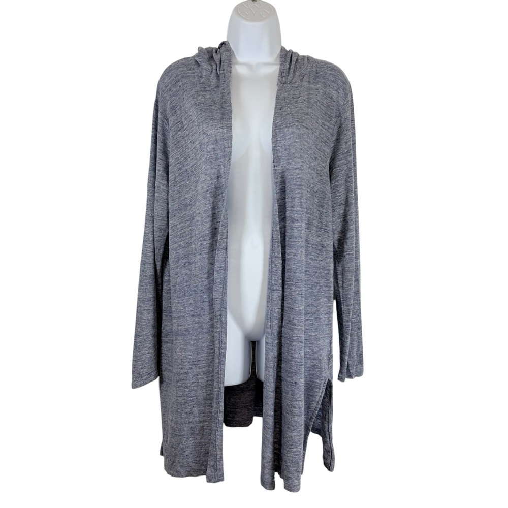 Cynthia Rowley 100% Linen Blue Hooded Open Front Cardigan Size L Minimalist
